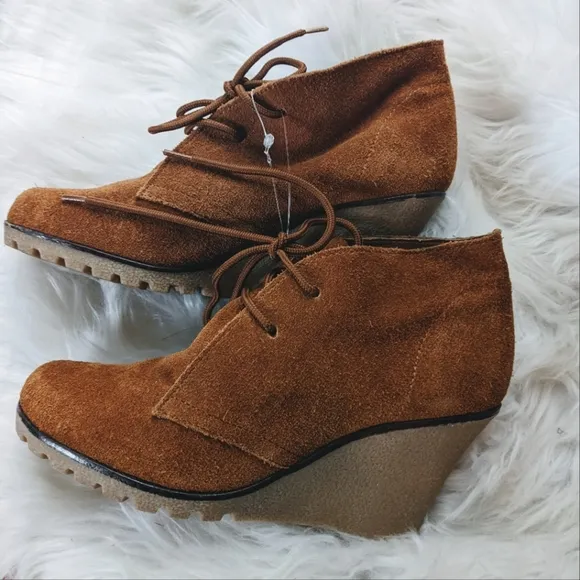 Desert Suede Wedge Booties Ankle Boots