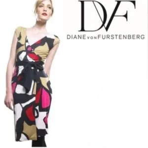 Diane Von Furstenberg Multicolor Printed Silk Abri Wrap Dress size 6