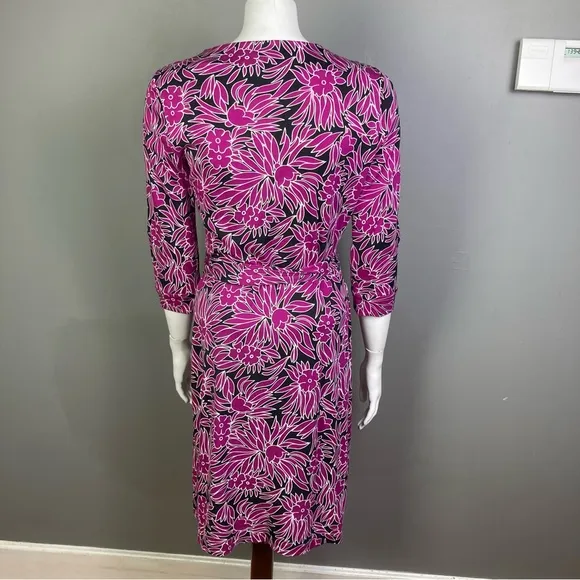 Diane von Furstenberg wrap dress size 8 tropical print pink black NEW