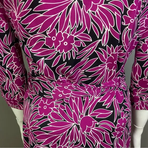 Diane von Furstenberg wrap dress size 8 tropical print pink black NEW