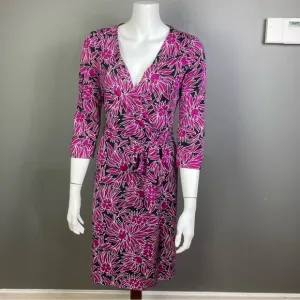 Diane von Furstenberg wrap dress size 8 tropical print pink black NEW