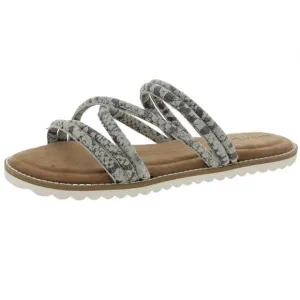 Diba True Cedar Cove Leather Strappy Slide Sandals in Gray Snakes, Size 6. New!