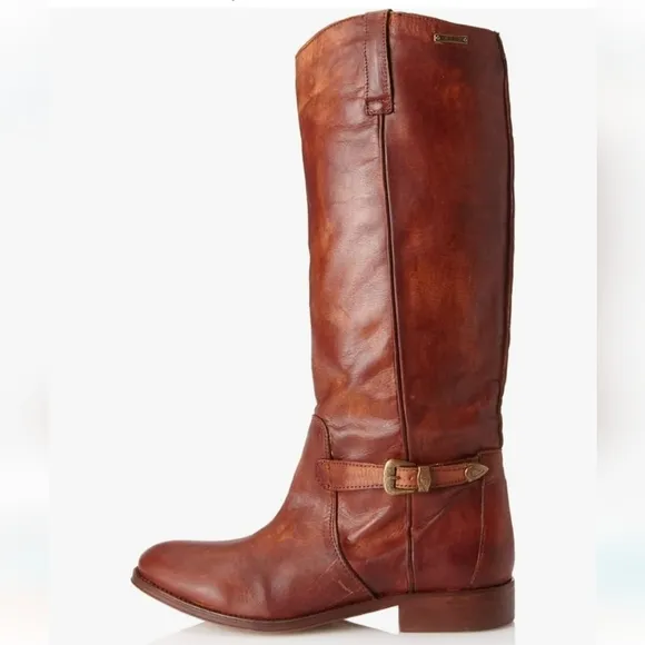 Diesel D. Day Brown Leather Knee High Boots Size 40 US 9 Western Boho
