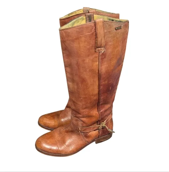 Diesel D. Day Brown Leather Knee High Boots Size 40 US 9 Western Boho