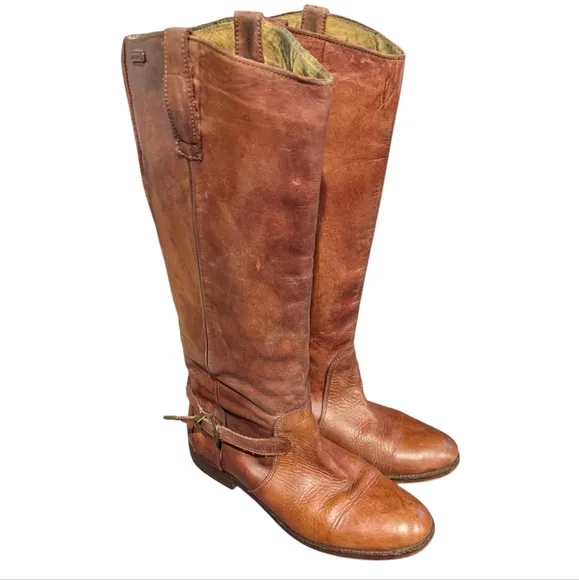 Diesel D. Day Brown Leather Knee High Boots Size 40 US 9 Western Boho