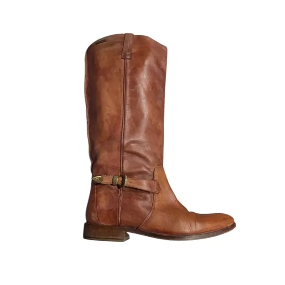 Diesel D. Day Brown Leather Knee High Boots Size 40 US 9 Western Boho