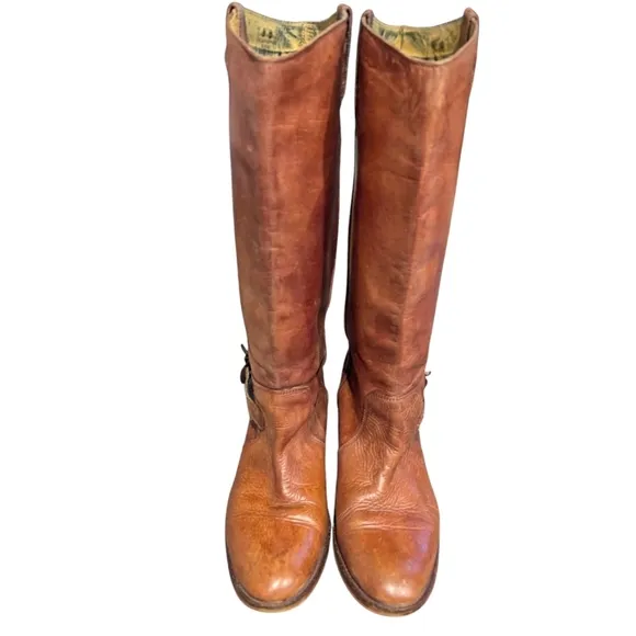 Diesel D. Day Brown Leather Knee High Boots Size 40 US 9 Western Boho