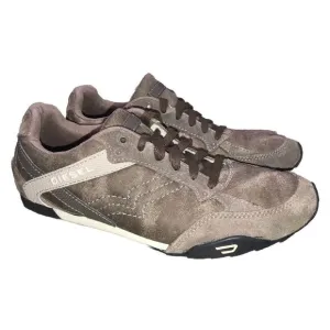 Diesel‎ Eagle Loop Men's 9.5 Low Top Suede Canvas Casual Sneakers Tan Gray 42.5