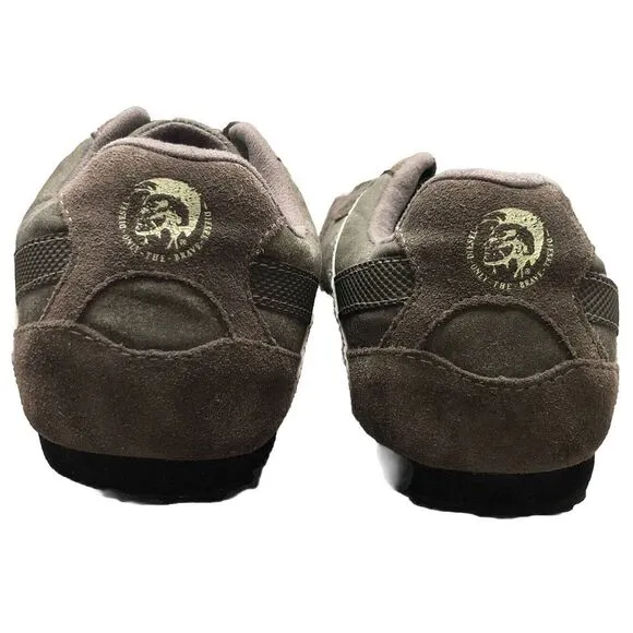 Diesel‎ Eagle Loop Men's 9.5 Low Top Suede Canvas Casual Sneakers Tan Gray 42.5