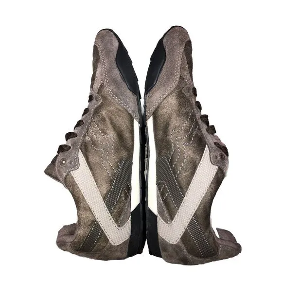 Diesel‎ Eagle Loop Men's 9.5 Low Top Suede Canvas Casual Sneakers Tan Gray 42.5