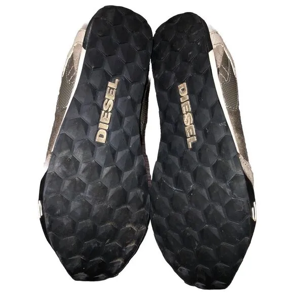 Diesel‎ Eagle Loop Men's 9.5 Low Top Suede Canvas Casual Sneakers Tan Gray 42.5