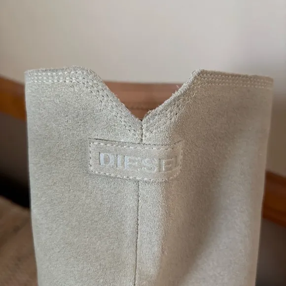 Diesel Taupe Gray Suede Knee High Boots Women’s Size 38/US 7.5 Leather Vintage
