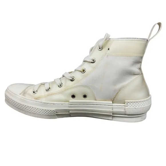 Dior B23 Sneakers Mens US9 EU43 White High-Top Canvas Lace Up Made In Italy