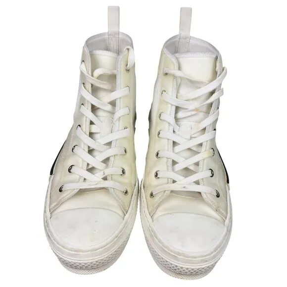 Dior B23 Sneakers Mens US9 EU43 White High-Top Canvas Lace Up Made In Italy
