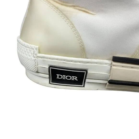 Dior B23 Sneakers Mens US9 EU43 White High-Top Canvas Lace Up Made In Italy