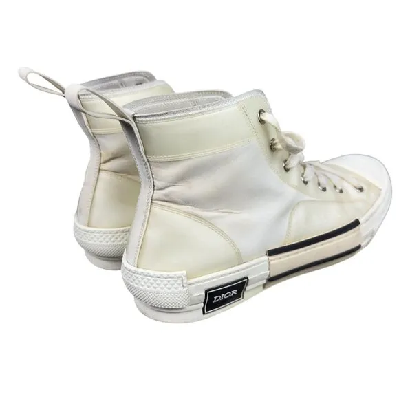 Dior B23 Sneakers Mens US9 EU43 White High-Top Canvas Lace Up Made In Italy