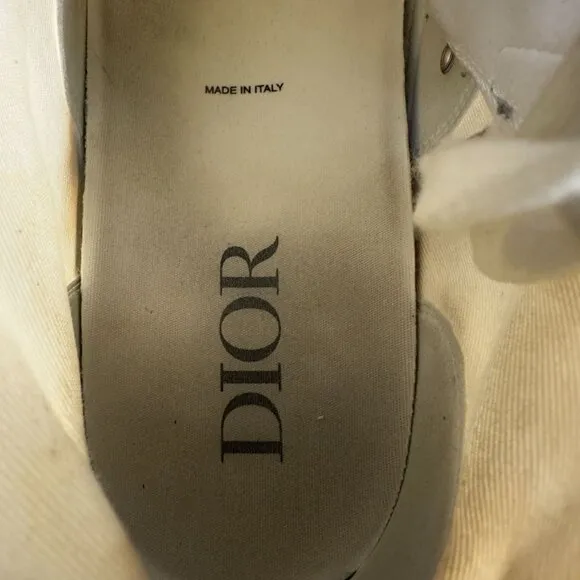 Dior B23 Sneakers Mens US9 EU43 White High-Top Canvas Lace Up Made In Italy