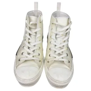 Dior B23 Sneakers Mens US9 EU43 White High-Top Canvas Lace Up Made In Italy