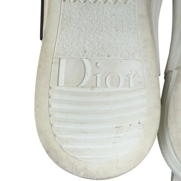 Dior B23 Sneakers Mens US9 EU43 White High-Top Canvas Lace Up Made In Italy