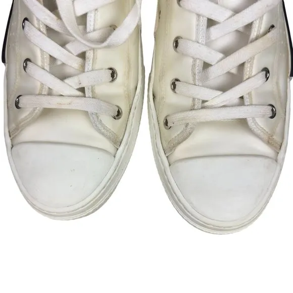 Dior B23 Sneakers Mens US9 EU43 White High-Top Canvas Lace Up Made In Italy