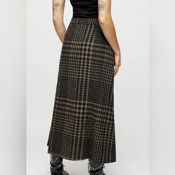 Disturbia Dropout Check Button Down Midaxi Skirt Size US 4