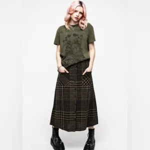 Disturbia Dropout Check Button Down Midaxi Skirt Size US 4