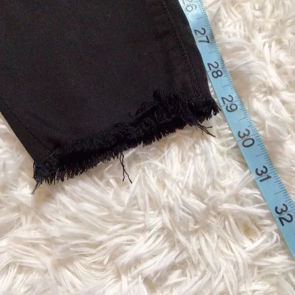 DL1961 Insta Sculpt Margaux Black Wexler Mid Rise Raw Fray Hem Stretch 29 30