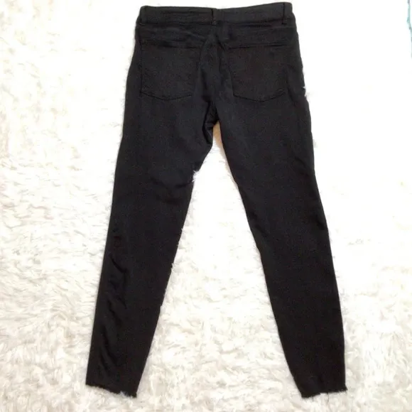 DL1961 Insta Sculpt Margaux Black Wexler Mid Rise Raw Fray Hem Stretch 29 30