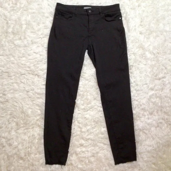 DL1961 Insta Sculpt Margaux Black Wexler Mid Rise Raw Fray Hem Stretch 29 30