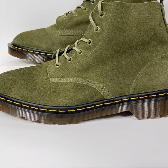 DOC 101 MADE IN ENGLAND SUEDE ANKLE BOOTS MENS SIZE 11 GREEN DESERT OASIS 6 EYE