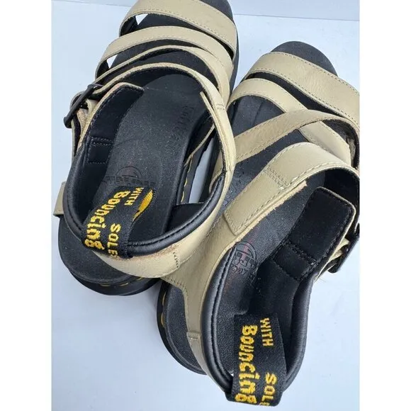 Doc Dr. Martens Blaire Flatform Olive Leather Sandals Women's Size 8 39 UK 6 New