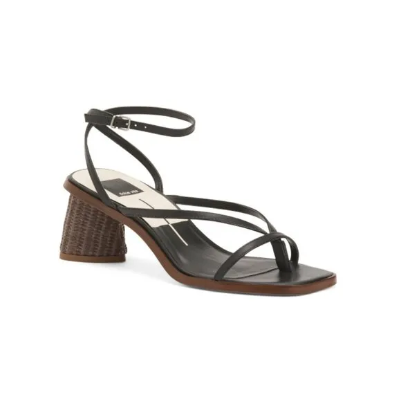 DOLCE VITA Black Made In Brazil Leather Banita Heeled Sandals