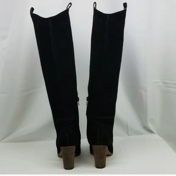 Dolce Vita Black Suede Block Heels Riding Knee High Boots size 7.5