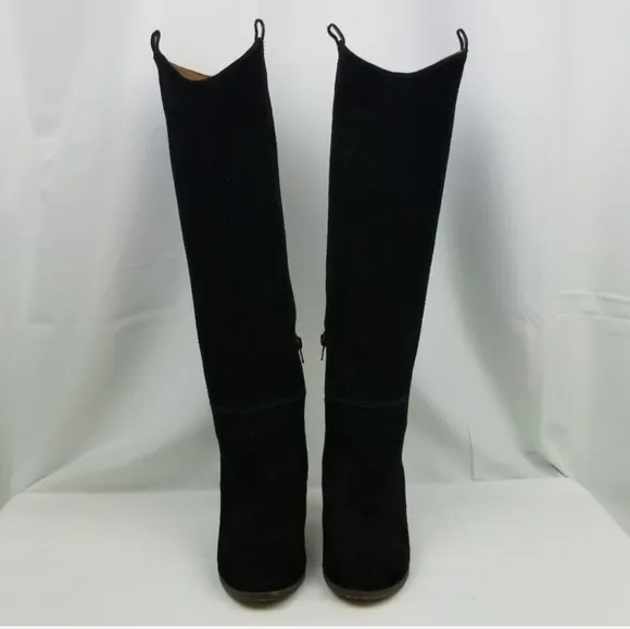 Dolce Vita Black Suede Block Heels Riding Knee High Boots size 7.5