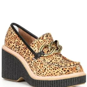 Dolce Vita: Brenan Leopard Print Chain Detail Platform Wedge Loafers