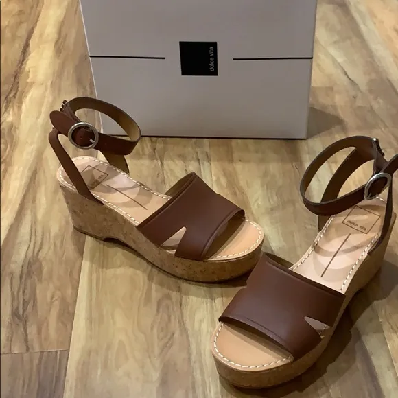 Dolce Vita Brown Espadrille Cork Wedge Sandals