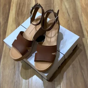 Dolce Vita Brown Espadrille Cork Wedge Sandals