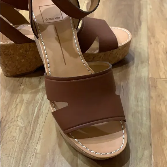 Dolce Vita Brown Espadrille Cork Wedge Sandals