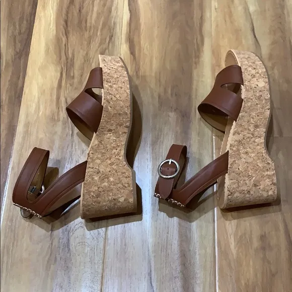 Dolce Vita Brown Espadrille Cork Wedge Sandals