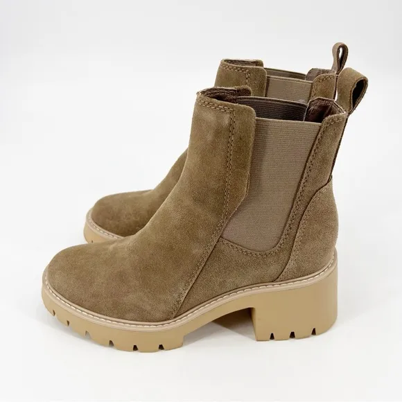 Dolce Vita Halina Boots Taupe Suede Pull On Chelsea Size 7