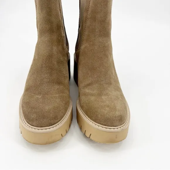 Dolce Vita Halina Boots Taupe Suede Pull On Chelsea Size 7