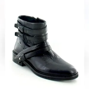 Dolce Vita Kiera Leather Moto Ankle Riding Bootie Black