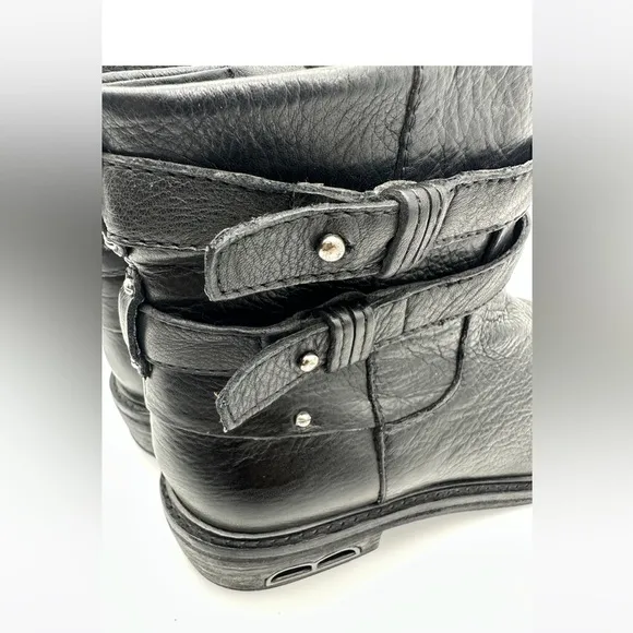 Dolce Vita Kiera Leather Moto Ankle Riding Bootie Black