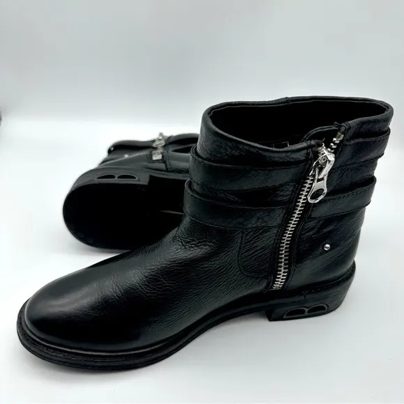 Dolce Vita Kiera Leather Moto Ankle Riding Bootie Black