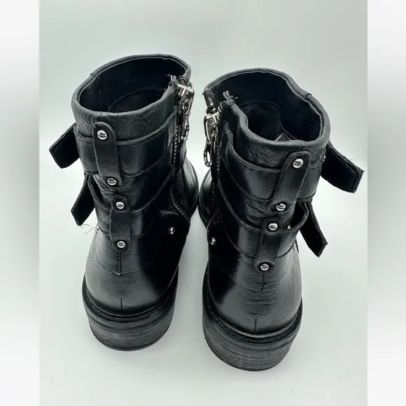 Dolce Vita Kiera Leather Moto Ankle Riding Bootie Black