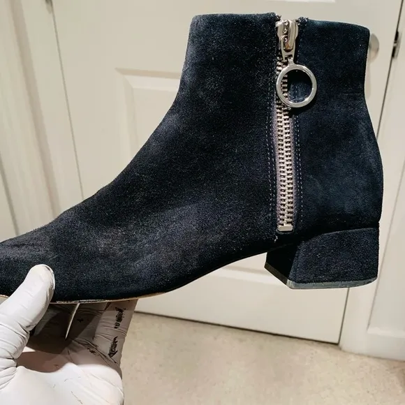 Dolce Vita Women Black Suede Ankle Boot with Side Silver Zipper.