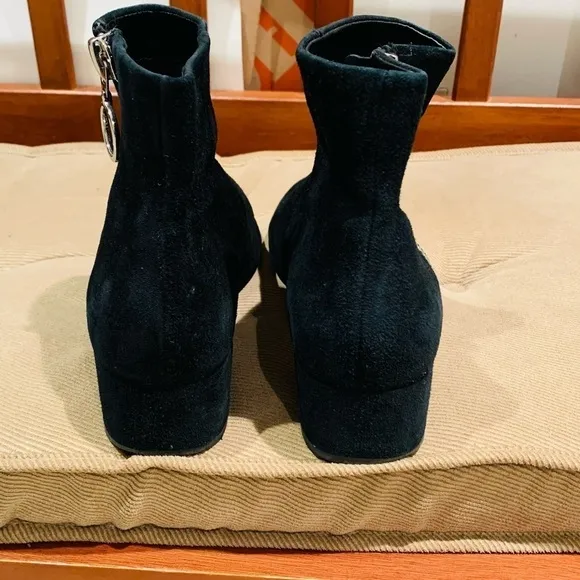 Dolce Vita Women Black Suede Ankle Boot with Side Silver Zipper.