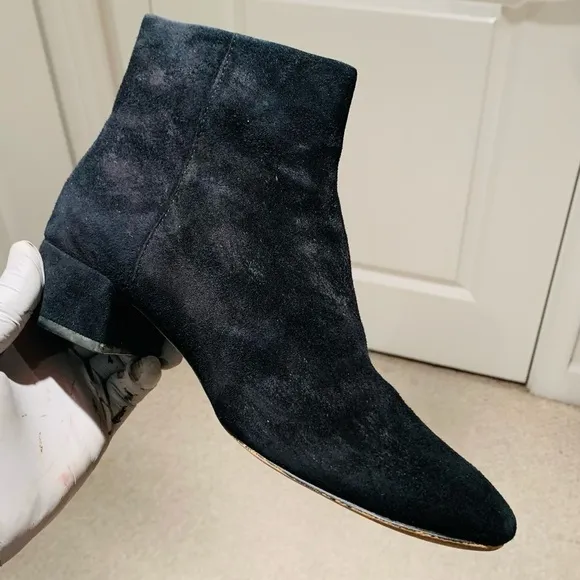 Dolce Vita Women Black Suede Ankle Boot with Side Silver Zipper.