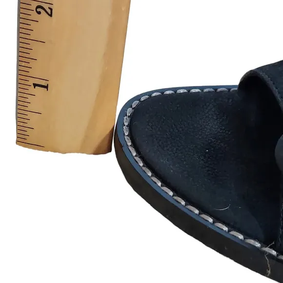 Donald J Pliner Black Suede Strappy Buckled Heeled Sandals‎ Mules