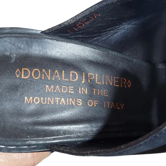 Donald J Pliner Black Suede Strappy Buckled Heeled Sandals‎ Mules
